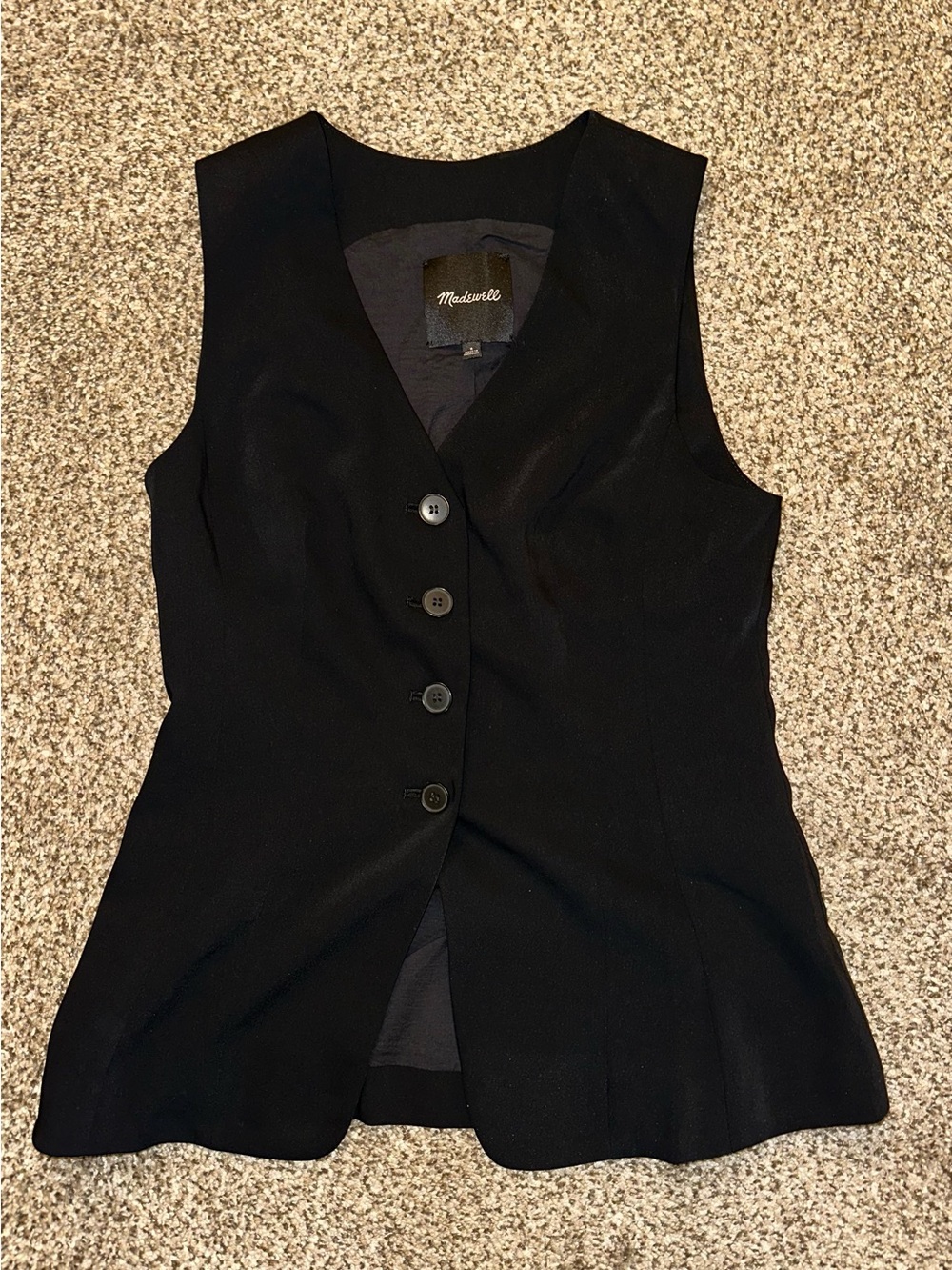 Madewell Black Sleeveless Button Front Vest